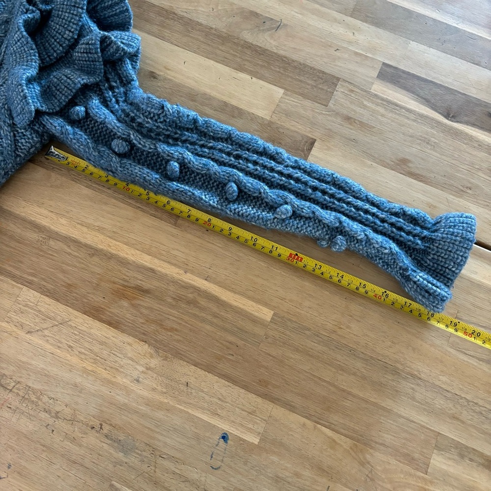 Zara Blue Ruffle Sweater M - Picture 6 of 7